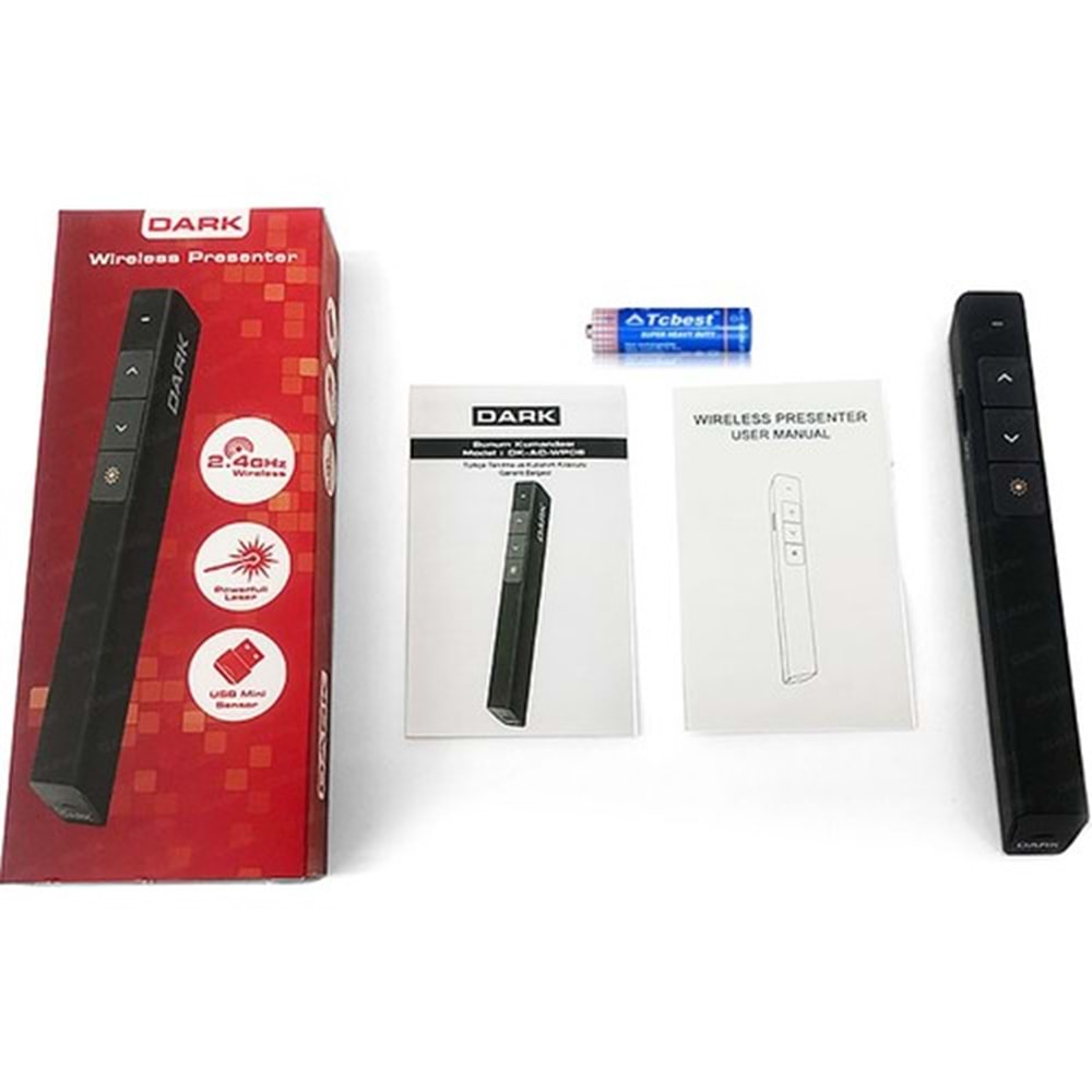 Dark WP08 Kırmızı Lazerli 2.4GHz RF Kablosuz Sunum Kumandası Presenter DK-AC-WP08