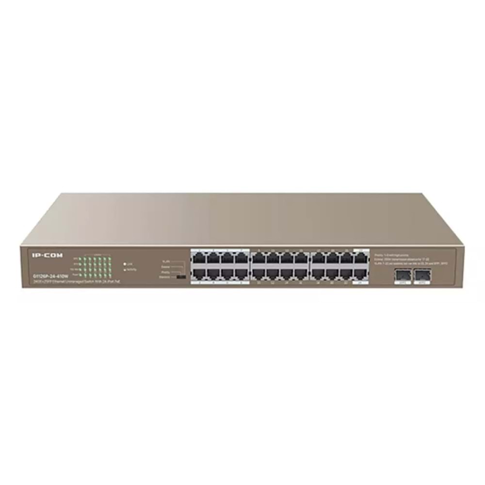 IP-COM G1126P-24-410W 24 Port Gigabit + 2X1GB SFP Uplink Rackmount 370W POE Switch