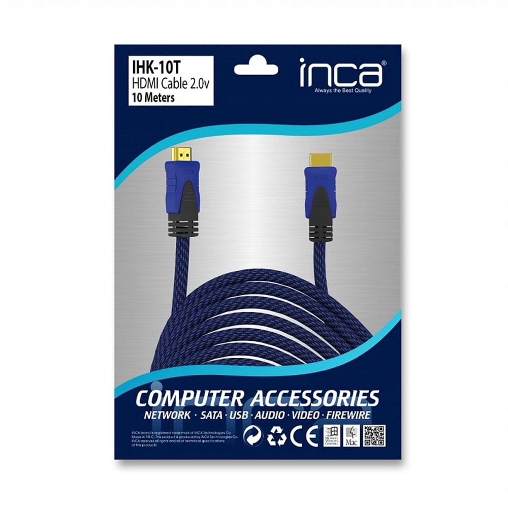 Inca IHK-10T 2.0V 10 M HDMI TO HDMI 4K FHD Poşetli