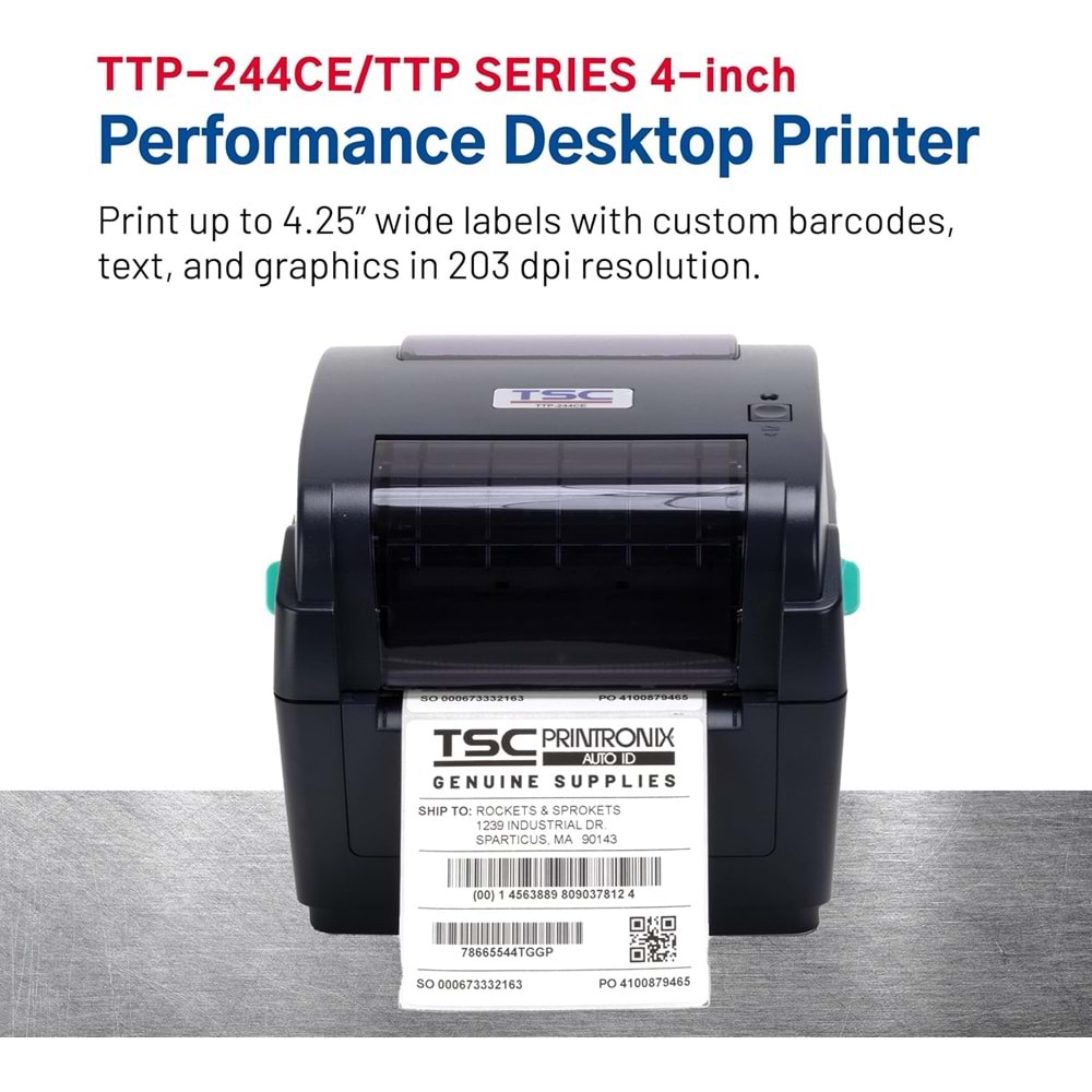 TSC TTP-244CE 203DPI Termal Transfer USB+Seri+Ethernet Barkod Yazıcı