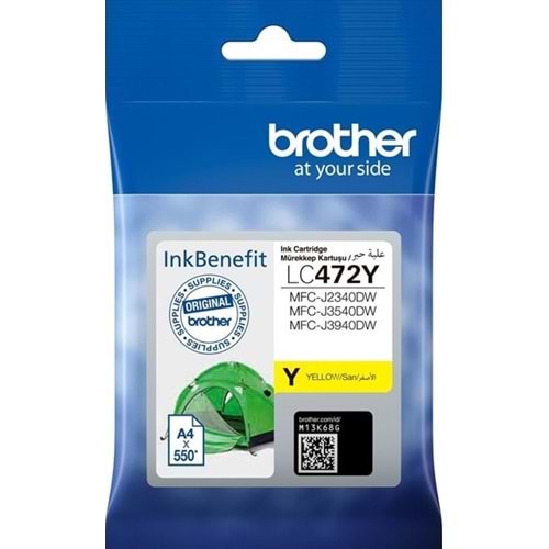 Brother 550 Sayfa Sarı Kartuş LC472Y