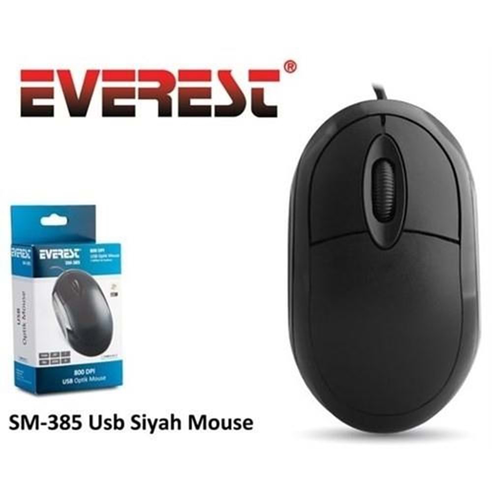 Everest SM-385 Kablolu USB Siyah 1200DPI Optik Mouse