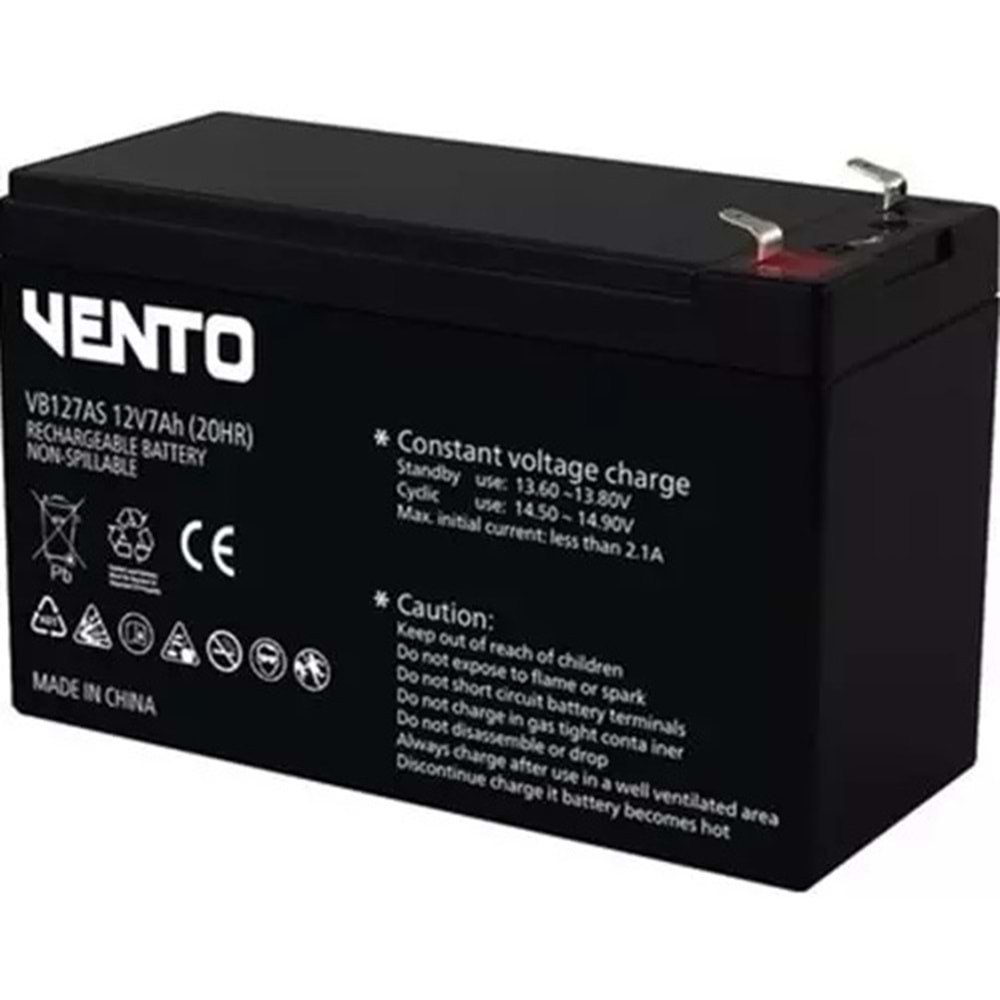 Vento VB127AS 12V 7AH Bakımsız Kuru Akü