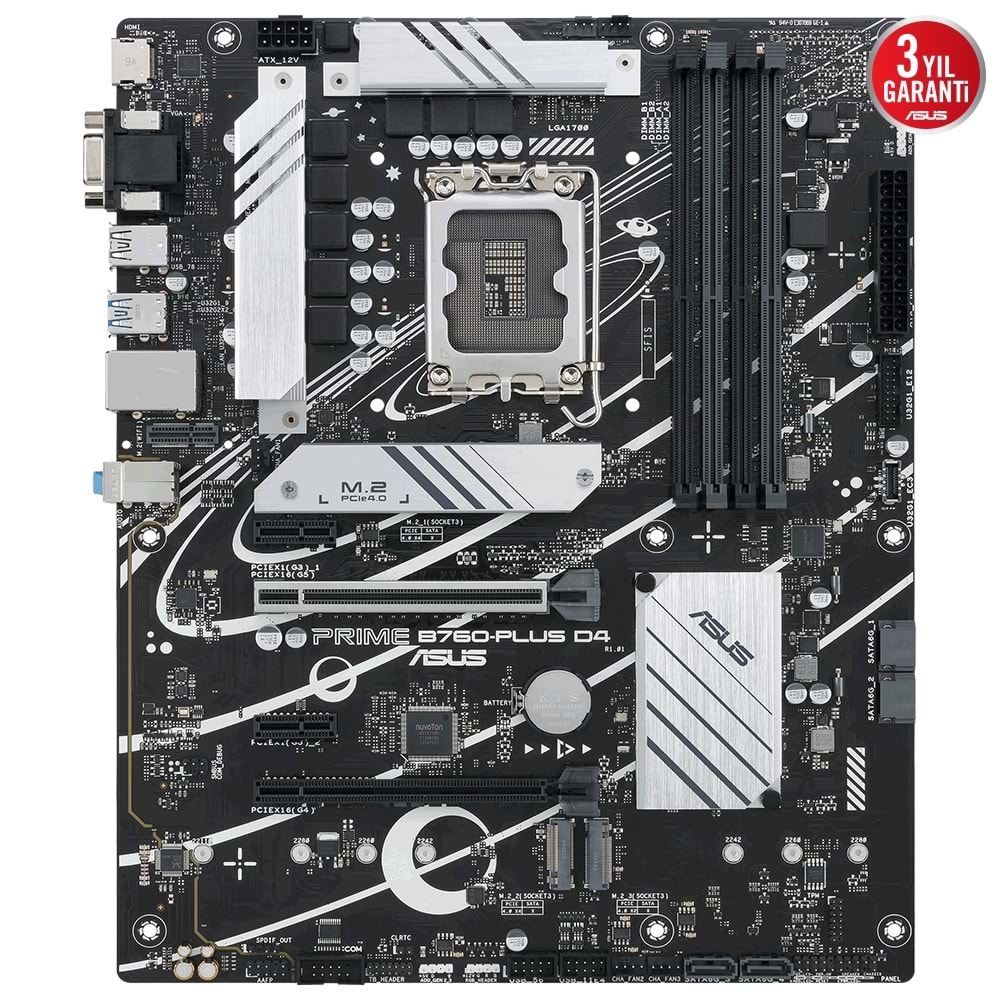 Asus PRIME B760-PLUS D4 DDR4 5066MHZ 1XVGA 1XHDMI 1XDP 3XM.2 USB 3.2 1700P ATX Anakart