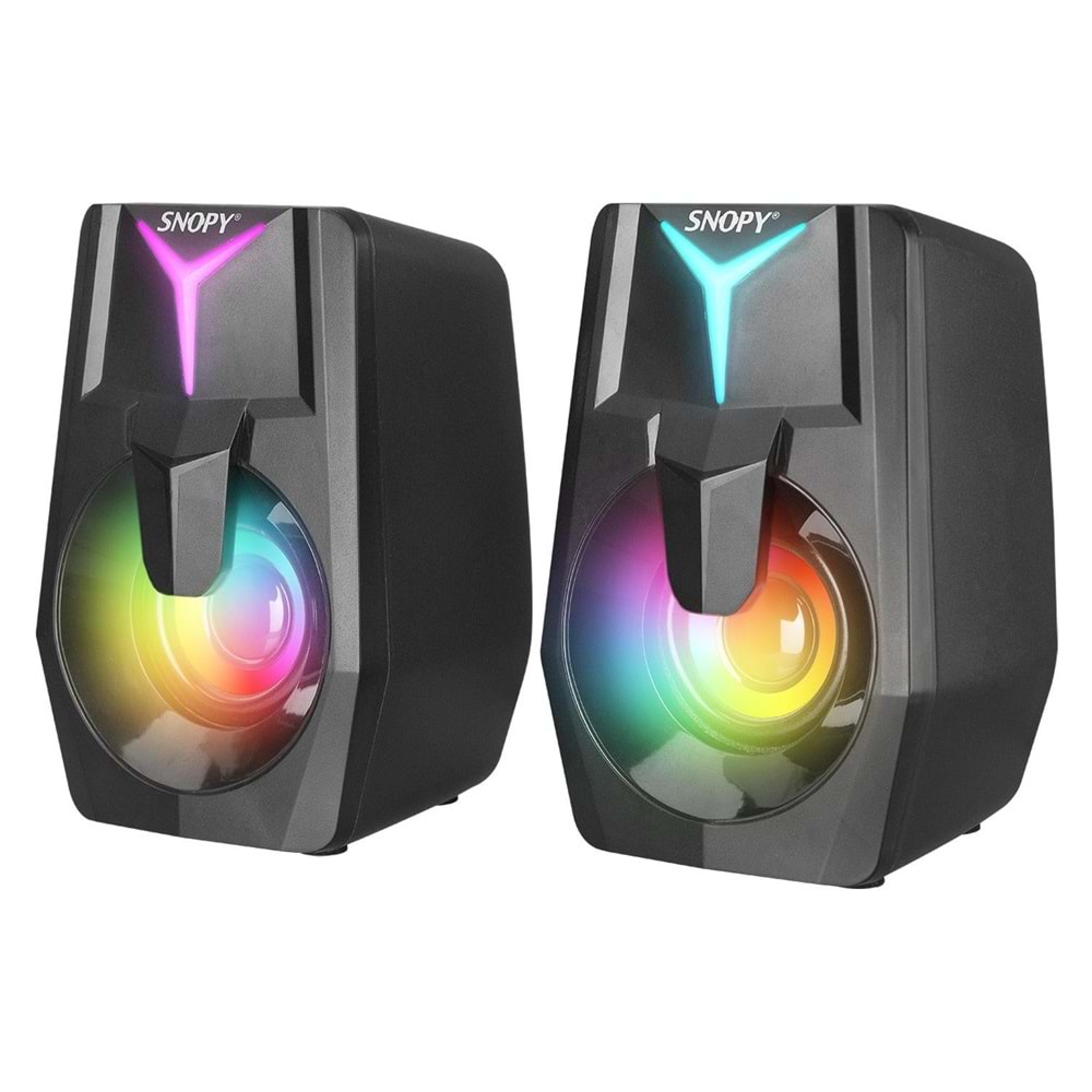 Snopy SN-X22 2.0 Siyah 3WX2 USB RGB Işıklı Hoparlör