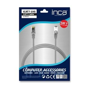 Inca ICAT7-10TG CAT7 10MT S/FTP Patch Kablo Gri