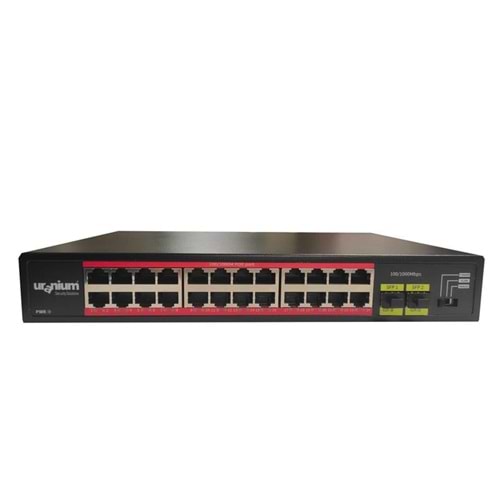 Uranium POE-G2402SFP-300W 24 Port Gigabit+2XGB Sfp Uplink Rackmount Poe Switch