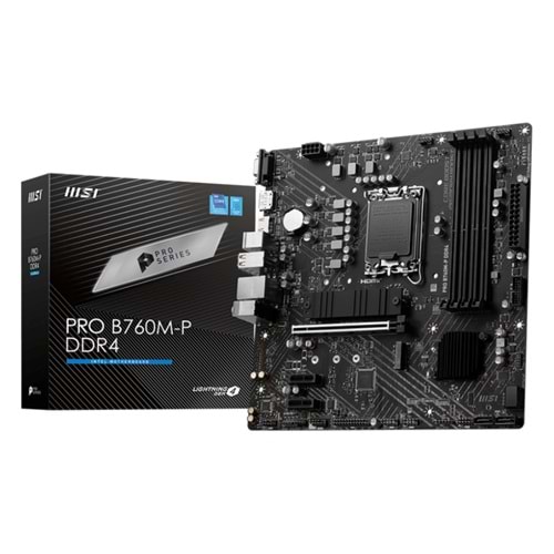 Msi Pro B760M-P DDR4 5333MHz 1XHDMI 1XDP 2XM.2 USB 3.2 ATX 1700P Anakart (12. ve 13. Nesil işlemci uyumlu)