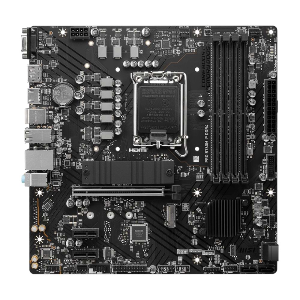Msi Pro B760M-P DDR4 5333MHz 1XHDMI 1XDP 2XM.2 USB 3.2 ATX 1700P Anakart (12. ve 13. Nesil işlemci uyumlu)