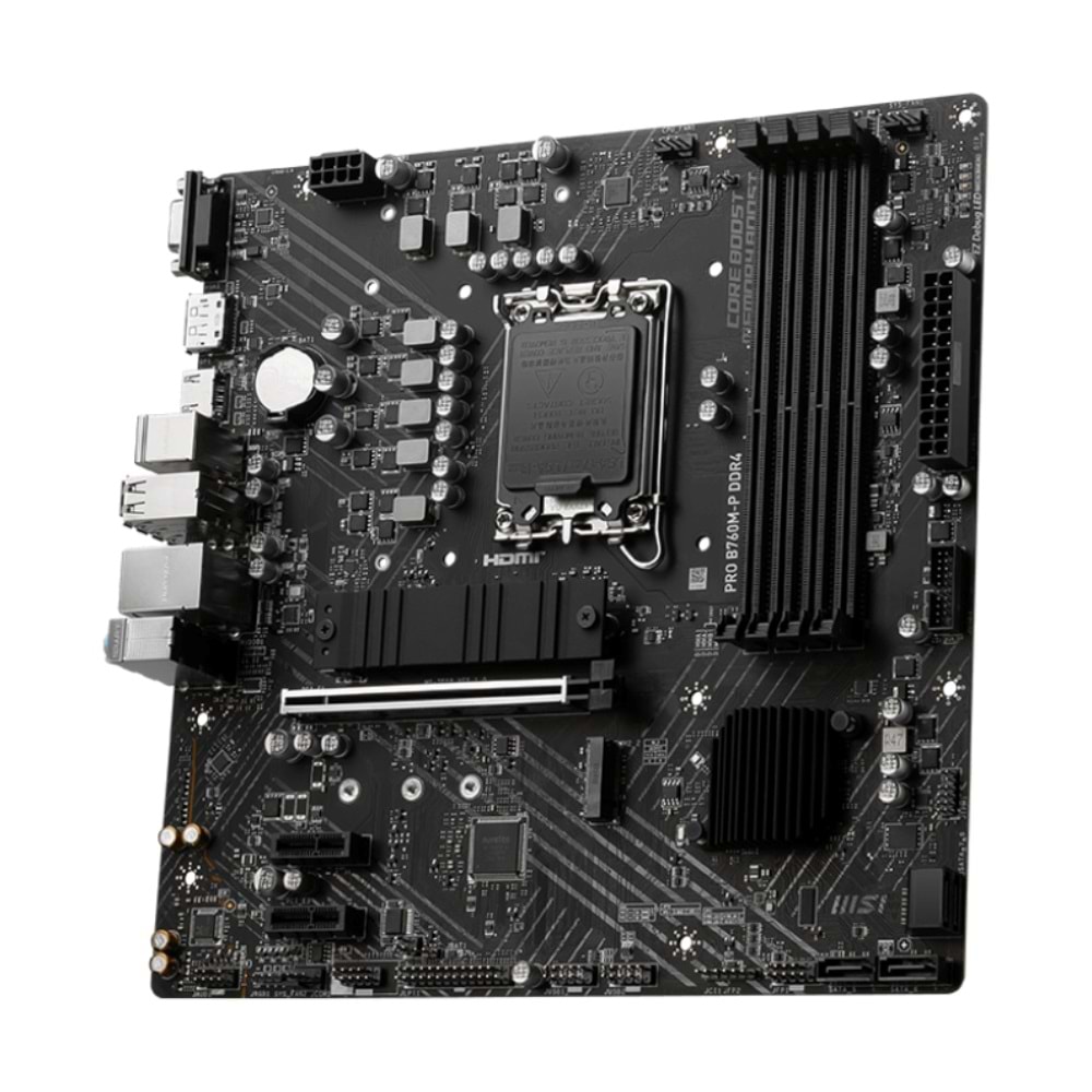 Msi Pro B760M-P DDR4 5333MHz 1XHDMI 1XDP 2XM.2 USB 3.2 ATX 1700P Anakart (12. ve 13. Nesil işlemci uyumlu)