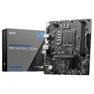 Msi Pro H610M-E DDR4 3200MHz 1XVGA 1XHDMI 1XM.2 USB 3.2 MATX 1700P Anakart (12. ve 13. Nesil işlemci uyumlu)