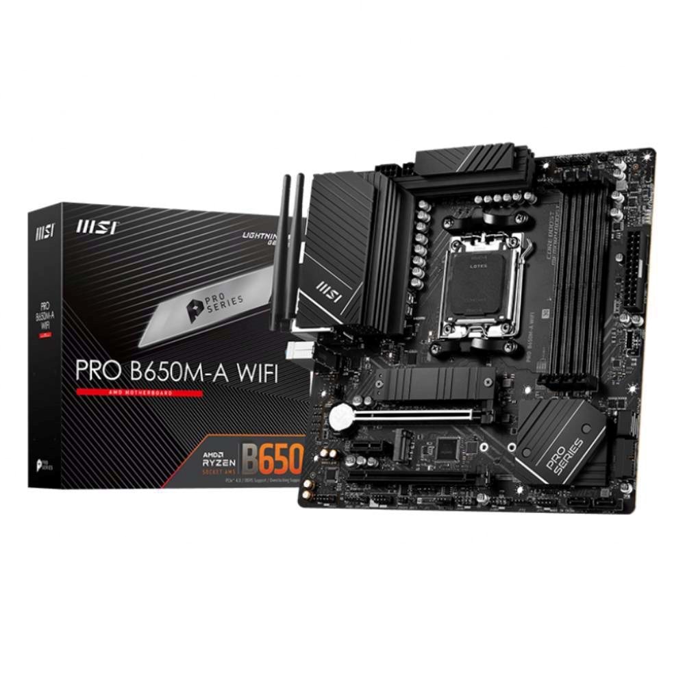Msi Pro B650M-A Wifi DDR5 6000MHz 1XHDMI 1XDP 2XM.2 USB 3.2 MATX AM5 Anakart ( AMD AM5 7000 Serili İşlemci Uyumlu)