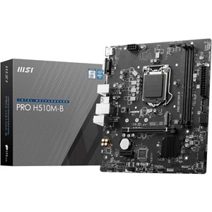 Msi Pro H510M-B DDR4 2933MHZ 1XHDMI 1XVGA 1XM.2 USB 3.2 MATX 1200P (Sadece 10. Nesil işlemci uyumlu-H470 Chipset) Anakart