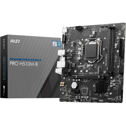 Msi Pro H510M-B DDR4 2933MHZ 1XHDMI 1XVGA 1XM.2 USB 3.2 MATX 1200P (Sadece 10. Nesil işlemci uyumlu-H470 Chipset) Anakart