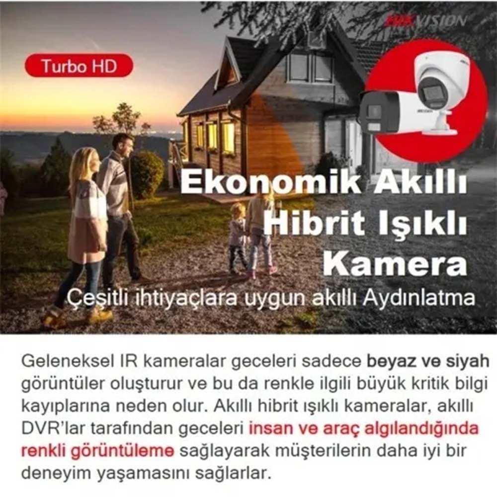 Hikvision DS-2CE17D0T-EXLF 1080p,3,6mm, Akıllı Hibrit Işık (40mt) Bullet Kamera