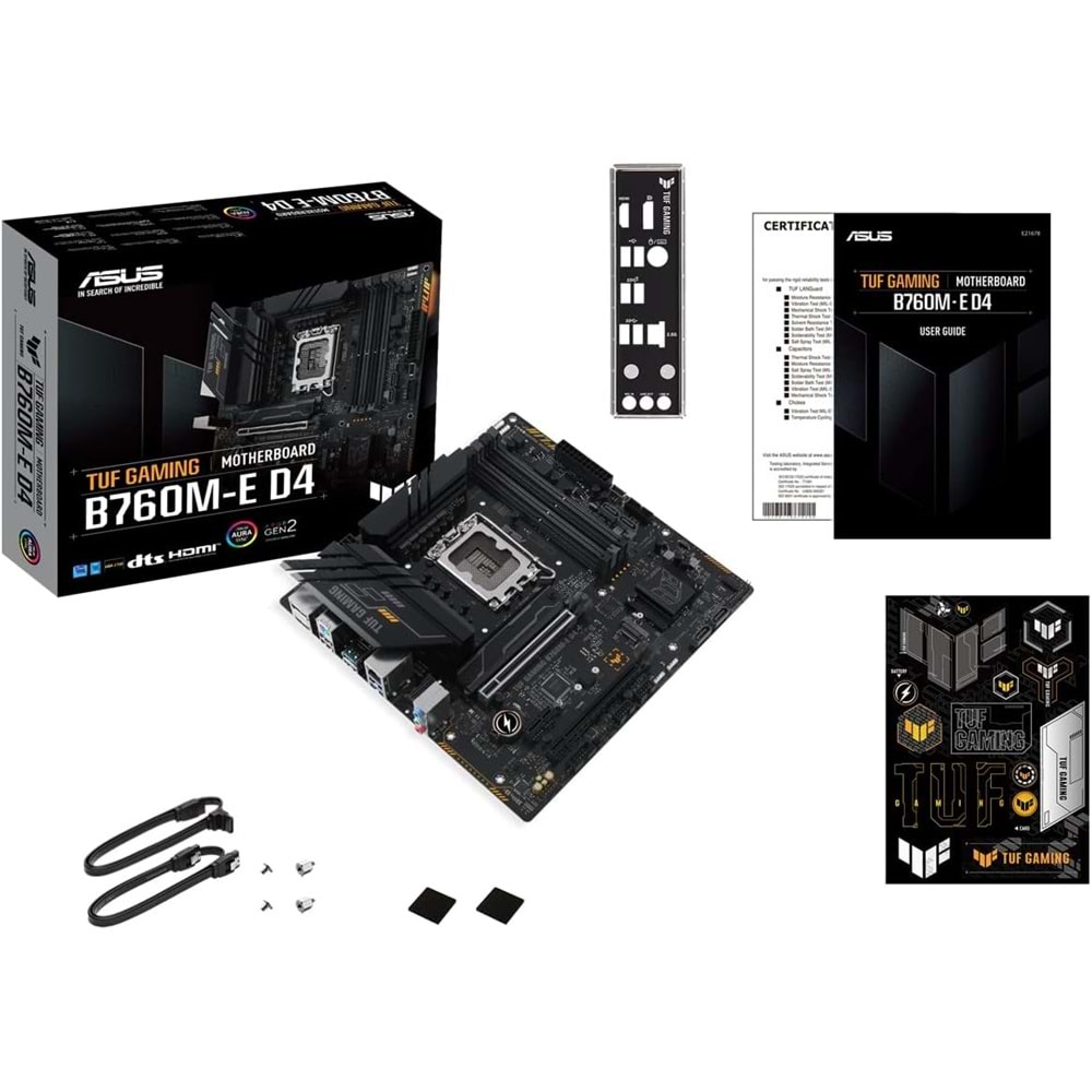 Asus Tuf Gaming B760M-E D4 B760 DDR4 M.2 USB3.2 DP/HDMI PCI 4.0 1700p Anakart