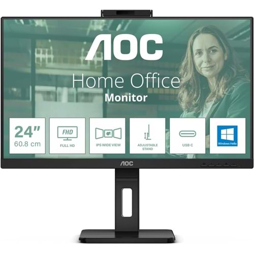 Aoc 24P3CW 1Ms 100Hz 1XHDMI 1XDP USB 3.2 1920X1080 Hoparlör Çerçevesiz Flicker-Free Vesa 23.8