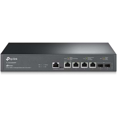 Omada TL-SX3206HPP 4 Port 2X10G SFP+ L2+ 4X10G Poe Port 200W Yönetilebilir Rackmount Switch