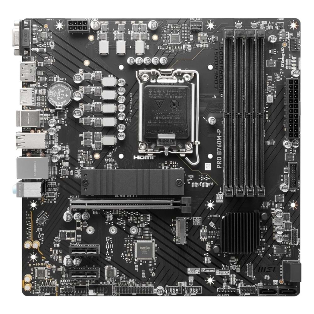Msi Pro B760M-P DDR5 6800Mhz 1XVGA 1XHDMI 1XDP 2XM.2 USB 3.2 Matx 1700P Anakart