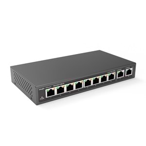 Ruijie RG-ES110D-P 8 Port 10/100 + 2X Gigabit RJ45 Uplink Metal Kasa 110W Poe Switch