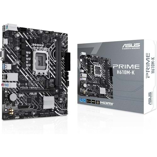 Asus Prime H610M-K DDR5 5600Mhz 1XVGA 1XHDMI 1XM.2 USB 3.2 Matx 1700P (13. VE 12.Nesil İşlemci Uyumlu)