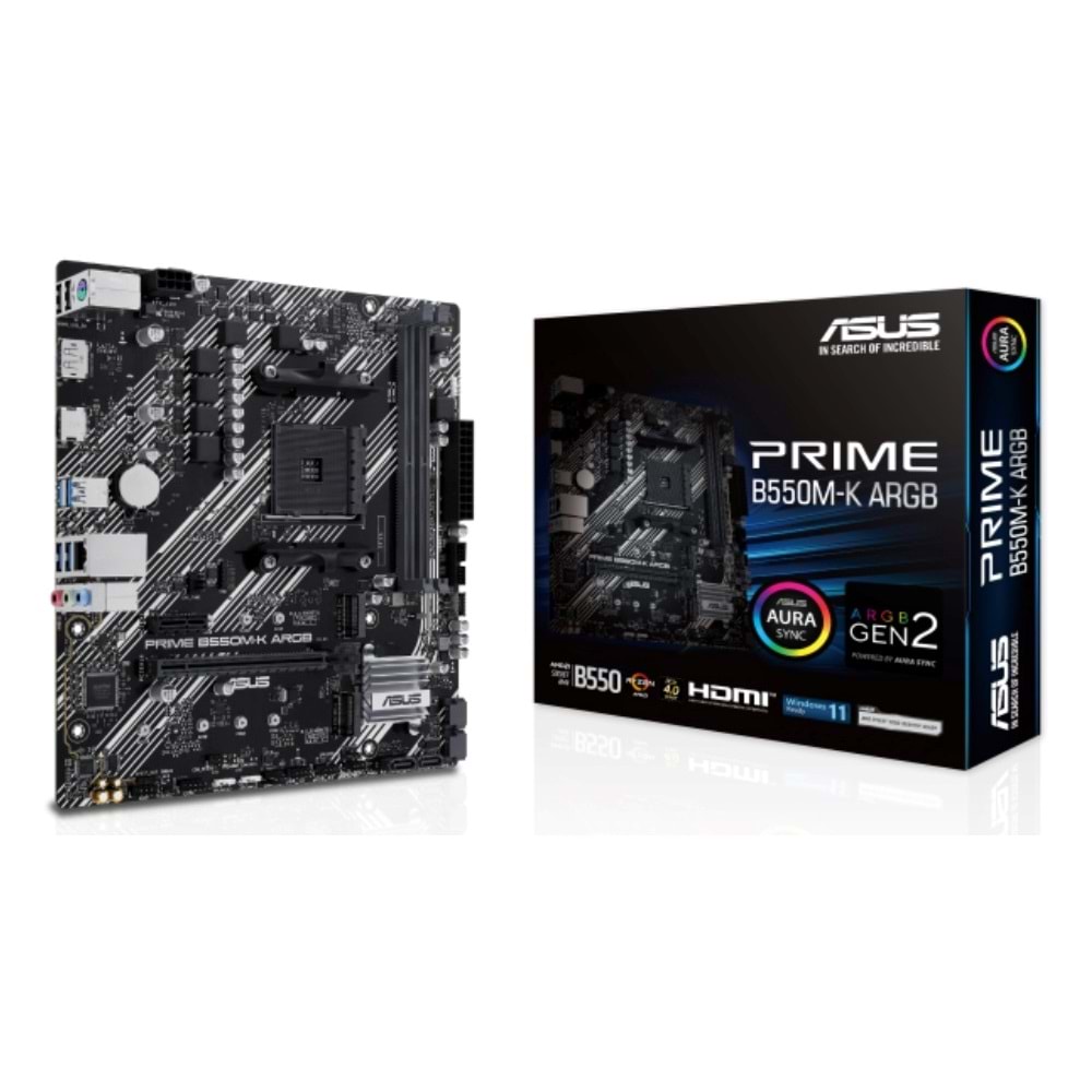 Asus Prime B550M-K Argb DDR4 5100Mhz 1XHDMI 1XDP 2XM.2 USB 3.2 Matx Am4 (AMD AM4 5000/4000 G/3000 Serisi İle Uyumlu)