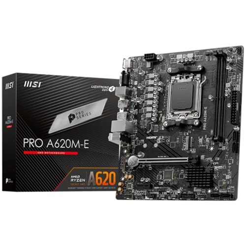 Msi Pro A620M-E DDR5 6800Mhz 1XVGA 1XHDMI 1XM.2 USB 3.2 Matx Am5 (AMD AM5 7000 Serili İşemci Uyumlu)