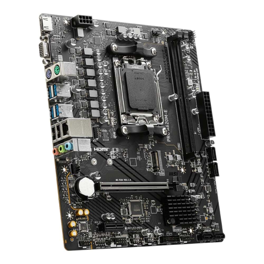 Msi Pro A620M-E DDR5 6800Mhz 1XVGA 1XHDMI 1XM.2 USB 3.2 Matx Am5 (AMD AM5 7000 Serili İşemci Uyumlu)