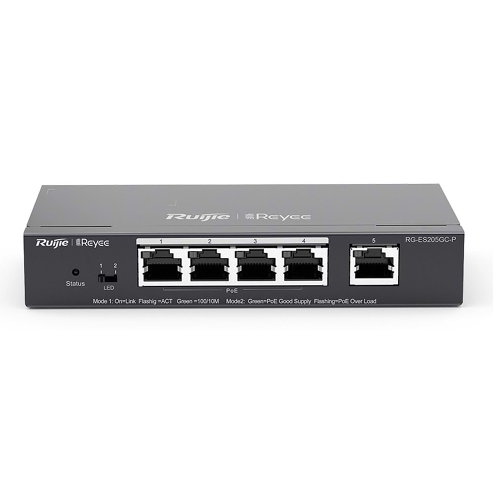 Ruijie Reyee RG-ES205GC 5-Port 10/100/1000 Yönetilebilir Desktop Switch