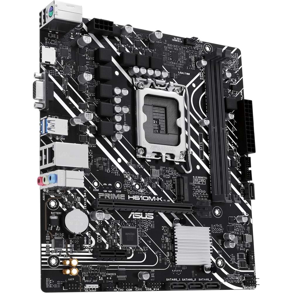 Asus PRIME H610M-K ARGB DDR5 5600MHZ 1XVGA 1XHDMI 1XM.2 USB 3.2 MATX 1700P (13. VE 12.Nesil İşlemci Uyumlu)