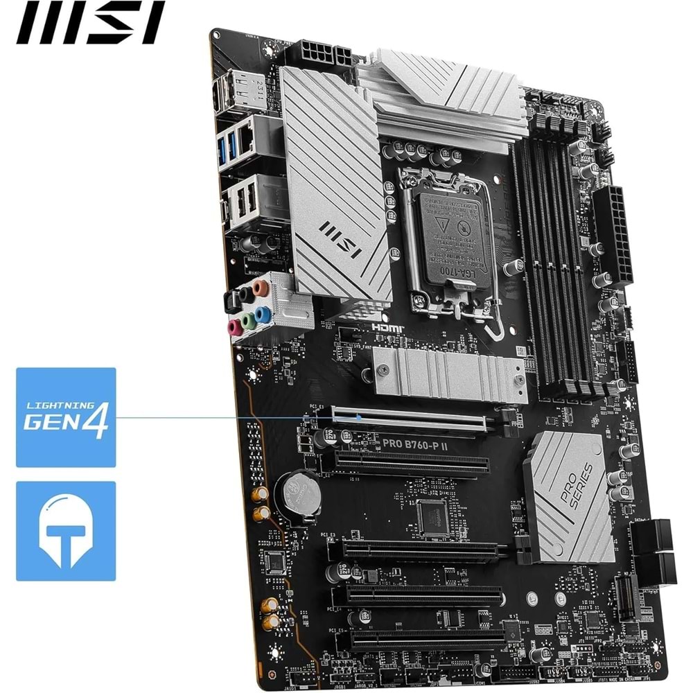 Msi PRO B760-P DDR4 II 5333MHZ 1XHDMI 1XDP 2XM.2 USB 3.2 ATX 1700P (12. / 13. VE 14. Nesil İşlemci Uyumlu)