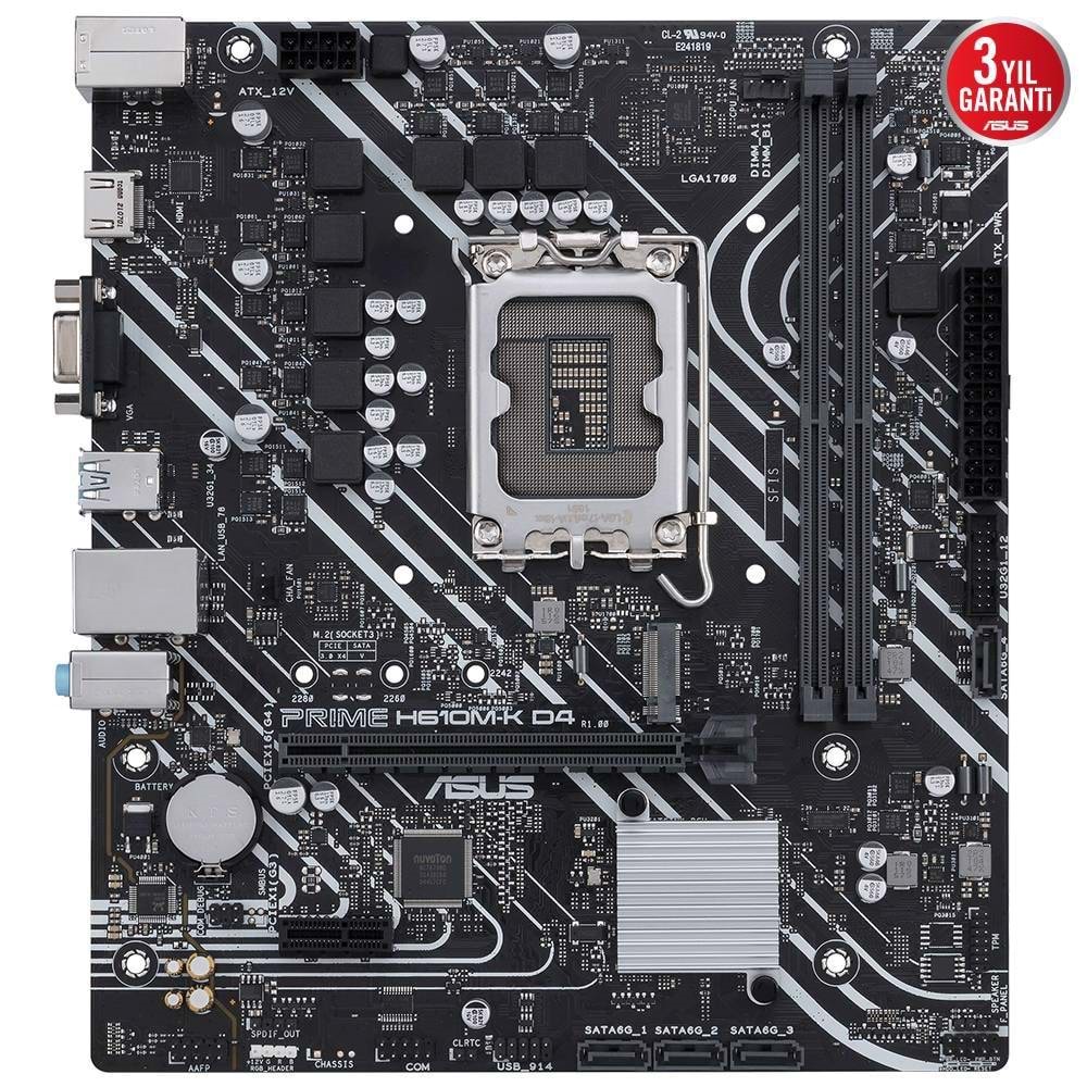 Asus Prime H610M K D4 ARGB 1700P HDMI Anakart