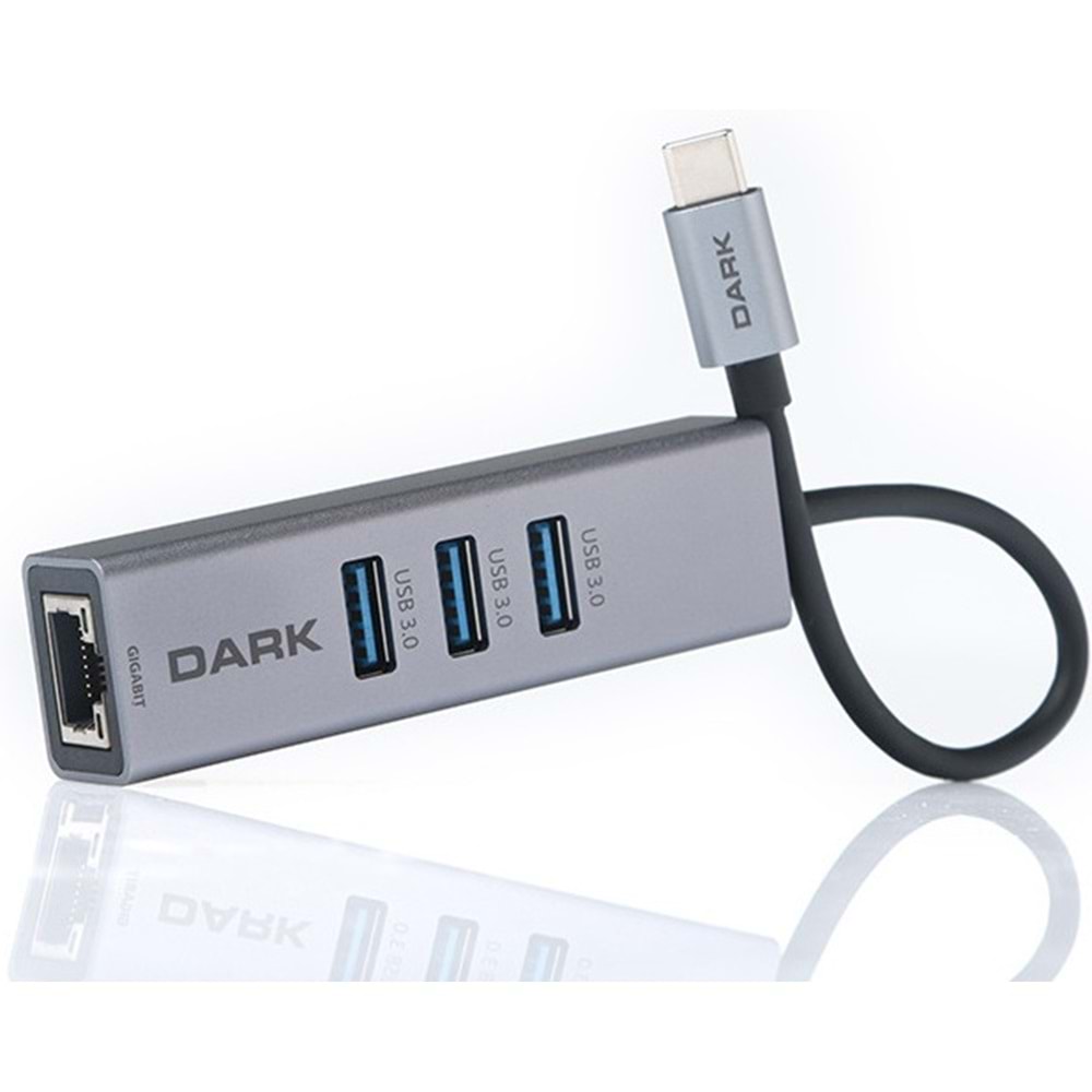 Dark Type C to Gigabit Ethernet +USB Çoklayıcı