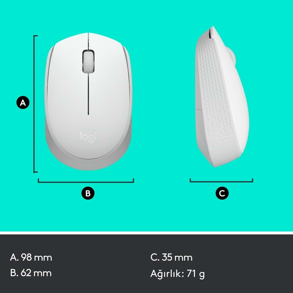 Logitech M171 Kablosuz Mouse Beyaz 910 006867
