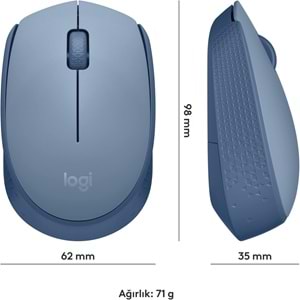 Logitech M171 Kablosuz Mouse Mavi Gri 910 006866