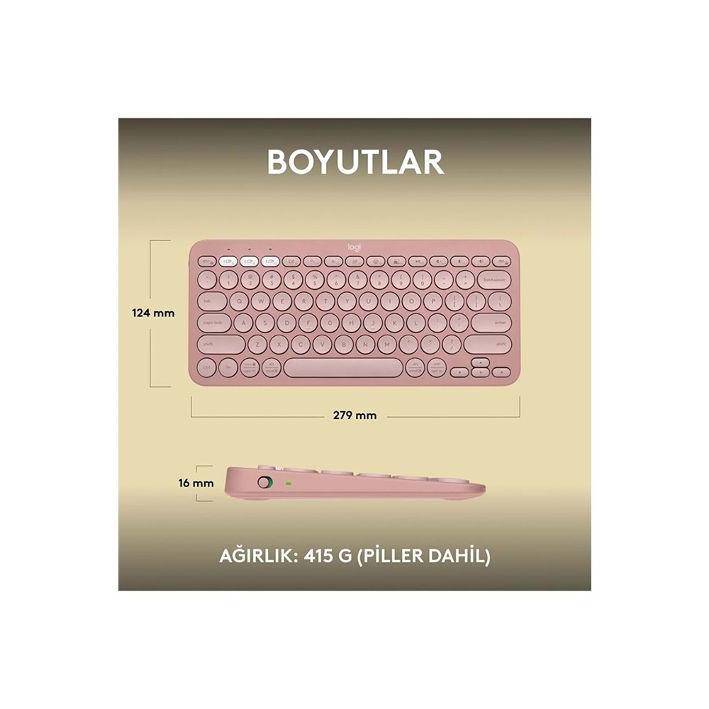 Logitech K380s Pebble Keys 2 BT Klavye Pembe