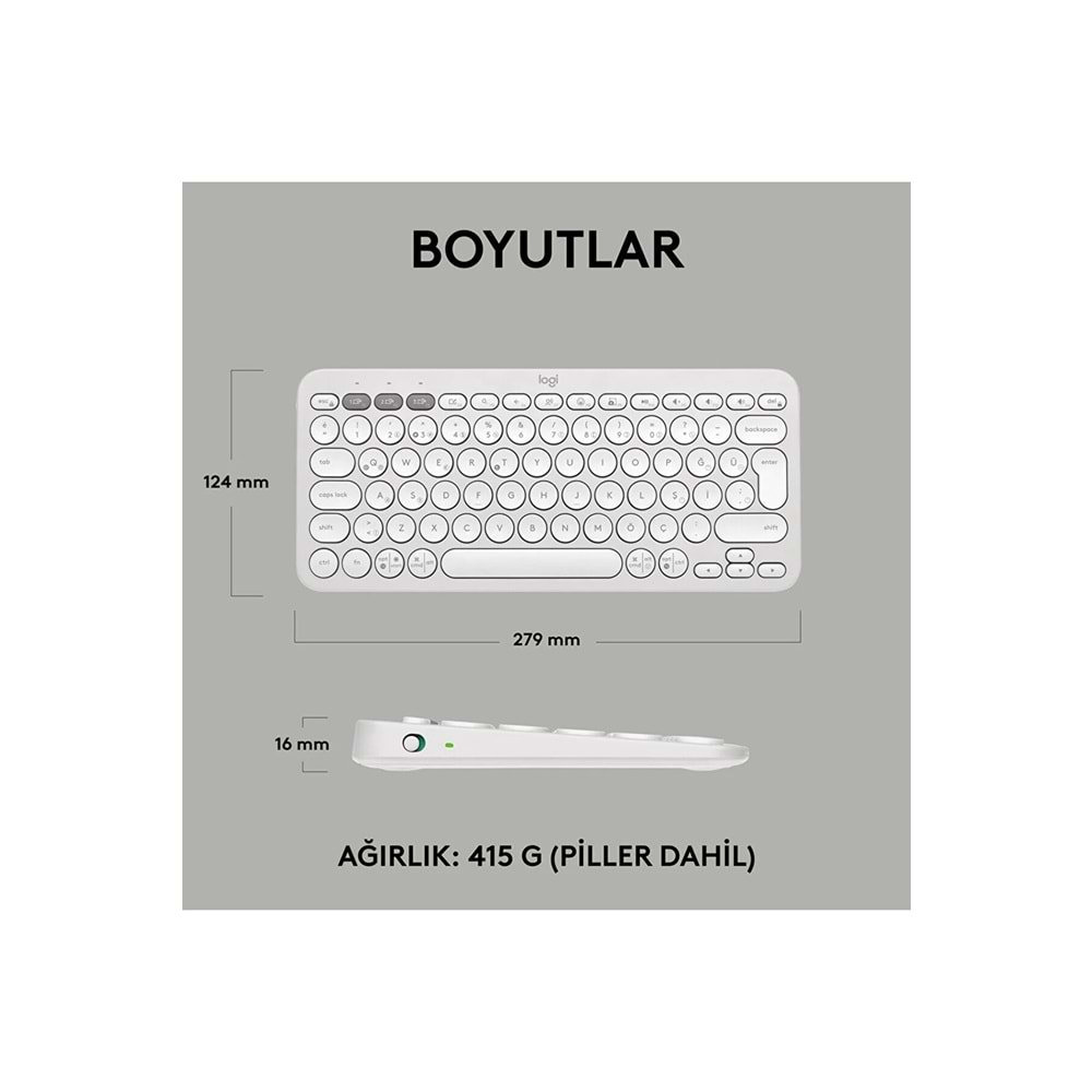 Logitech K380s Pebble Keys 2 BT Klavye Beyaz