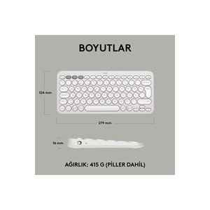 Logitech K380s Pebble Keys 2 BT Klavye Beyaz