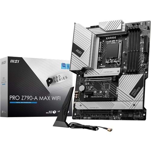 MSI PRO Z790-A MAX WiFi DDR5 7800MHz 1xHDMI 1xDP 4xM.2 USB 3.2 ATX 1700P (12./13. ve 14. Nesil İşlemci Uyumlu) Anakart