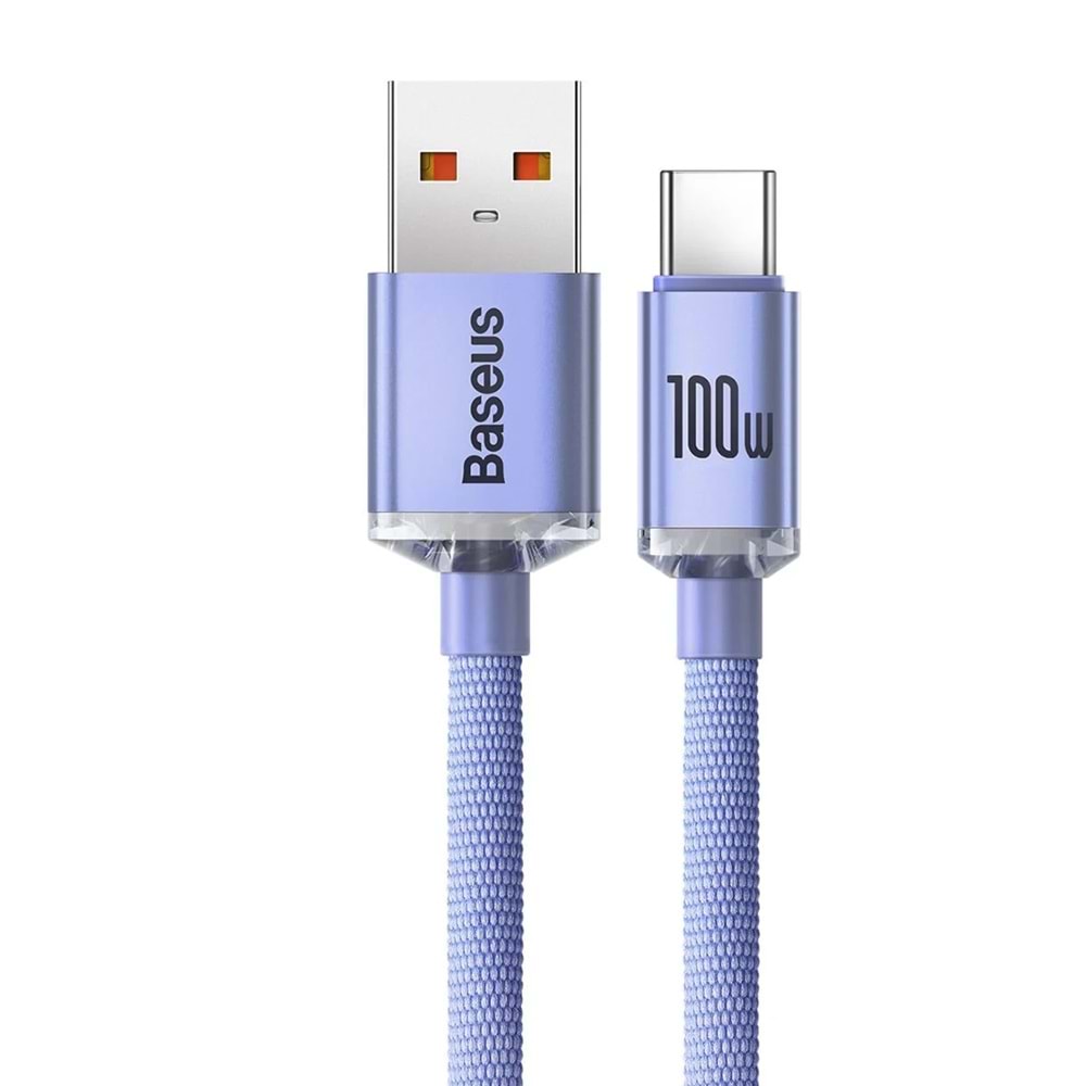 Baseus Crystal Shine Mor 100W 120 CM USB TO TYPE-C Şarj Kablosu CAJY000405