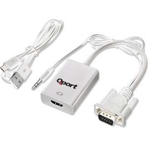 Qport Q-VH VGA TO HDMI Çevirici + Ses Kablosu (VGA+HDMI)