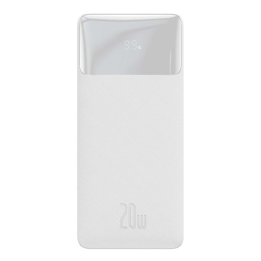 Baseus Bipow Overseas Dijital PPBD050302 20W 20.000 MAH Beyaz Powerbank GIRIS:MICRO USB/TYPE-C