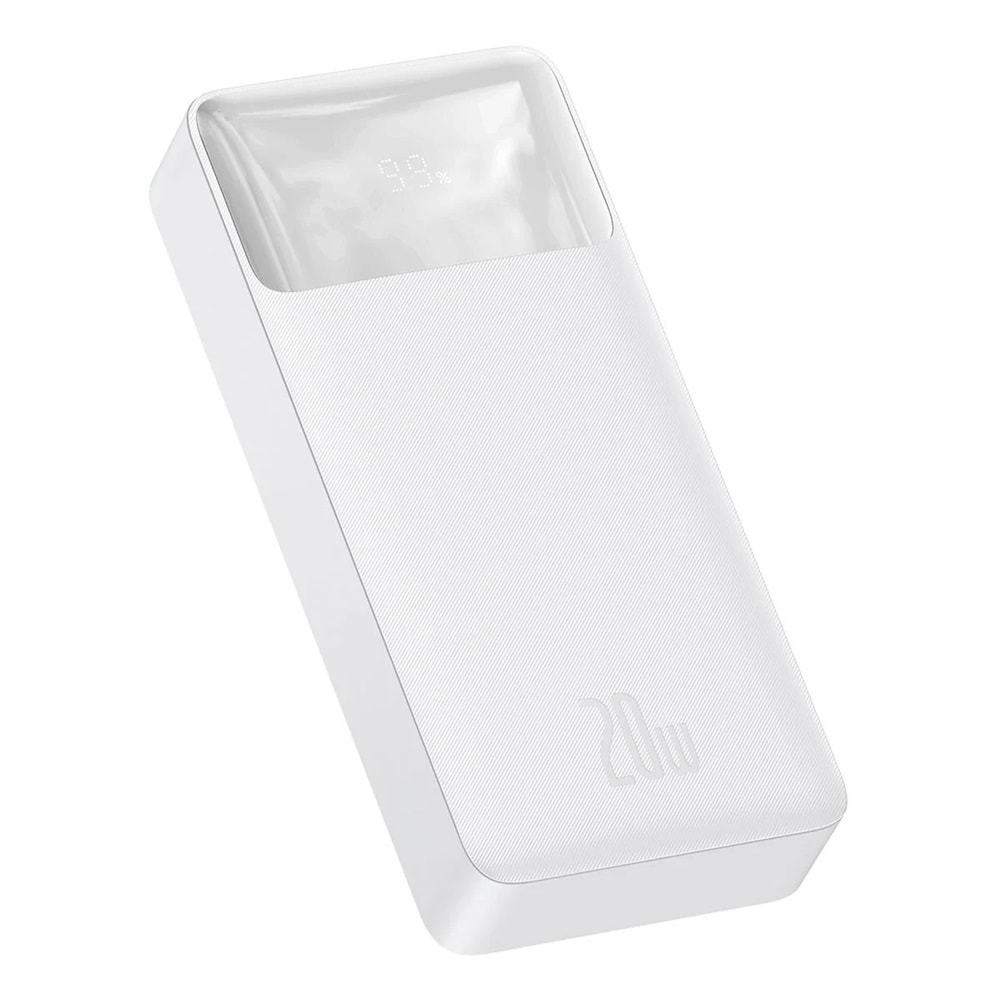 Baseus Bipow Overseas Dijital PPBD050302 20W 20.000 MAH Beyaz Powerbank GIRIS:MICRO USB/TYPE-C