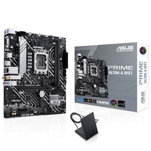 Asus Prime H610M-A WiFi DDR5 5600MHz 1xVGA 1xHDMI 1xDP 2xM.2 USB 3.2 MATX 1700P (12./13. ve 14. Nesil İşlemci Uyumlu) Anakart