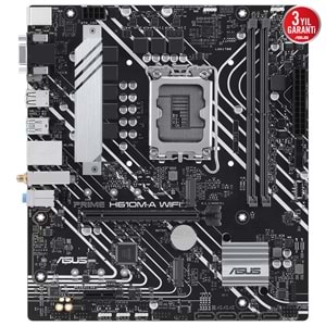Asus Prime H610M-A WiFi DDR5 5600MHz 1xVGA 1xHDMI 1xDP 2xM.2 USB 3.2 MATX 1700P (12./13. ve 14. Nesil İşlemci Uyumlu) Anakart