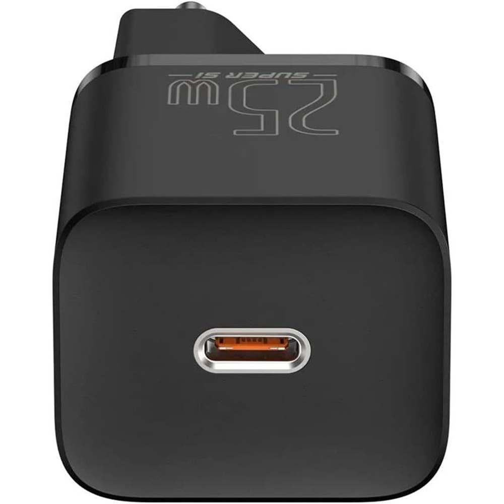 Baseus Super Si PD 25W Type-C to Type-C Kablo ve Duvar Şarjı Siyah TZCCSUP-L01