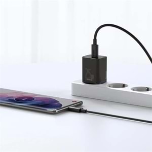 Baseus Super Si PD 25W Type-C to Type-C Kablo ve Duvar Şarjı Siyah TZCCSUP-L01