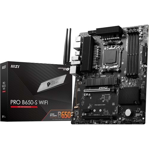 MSI Pro B650-S WiFi DDR5 7200MHz 1xHDMI 1xDP USB 3.2 M.2 ATX AM5 (AMD AM5 7000 Serisi ile Uyumlu) Anakart