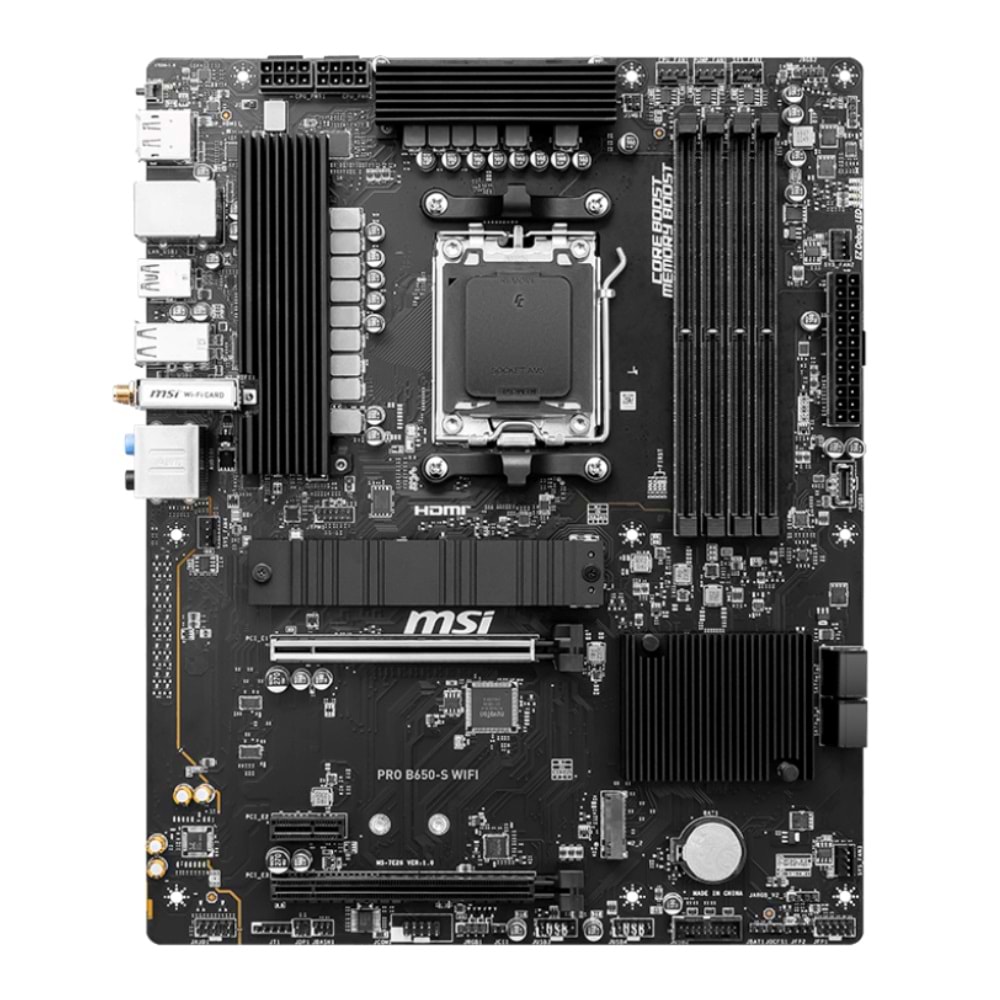 MSI Pro B650-S WiFi DDR5 7200MHz 1xHDMI 1xDP USB 3.2 M.2 ATX AM5 (AMD AM5 7000 Serisi ile Uyumlu) Anakart