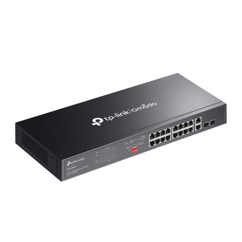 Omada DS1018GMP 16 Port Gigabit + 2x 1GB RJ45/SFP Combo 250W 250 Metre PoE Mesafe Metal Rackmount Kasa Switch